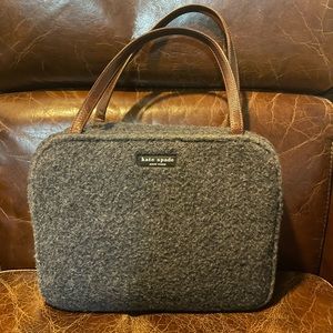 Kate Spade Wool Gray Satchel. Dark magenta interior with zipper